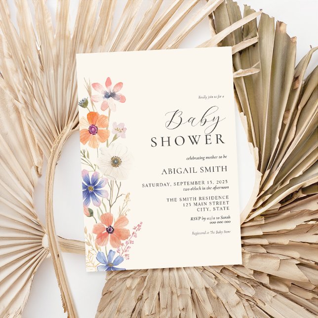 Elegant Watercolor Floral Boho Baby Shower Invitation (Creator Uploaded)