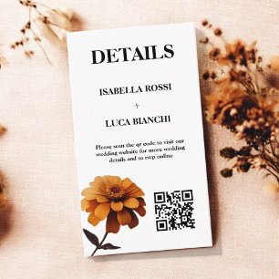 Elegant Watercolor Floral Bold Red Orange QR Code Enclosure Card