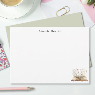Elegant Watercolor Floral Books Personalised  Card