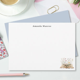 Elegant Watercolor Floral Books Personalised Card