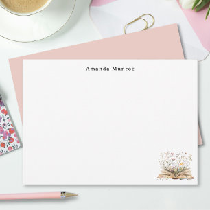 Elegant Watercolor Floral Books Personalised Card