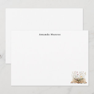Elegant Watercolor Floral Books Personalised Card
