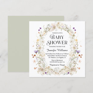 elegant watercolor floral botanical baby shower invitation