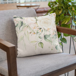 Elegant Watercolor Floral Botanical Blush Pink Cushion