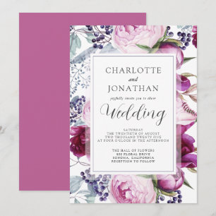 Elegant Watercolor Floral Botanical Wedding Invita Invitation