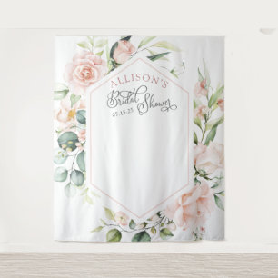 Elegant watercolor floral bridal shower backdrop tapestry