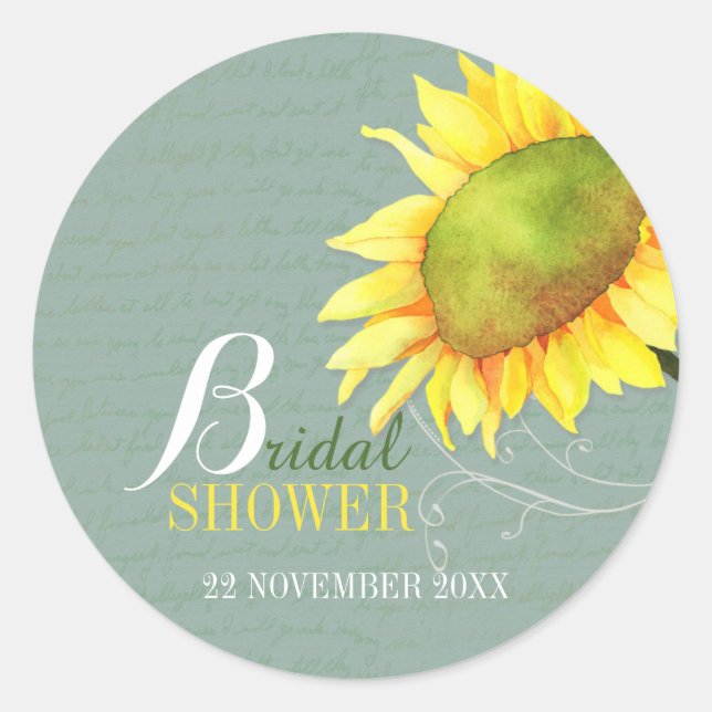 Elegant Watercolor Floral Bridal Shower Classic Round Sticker (Front)