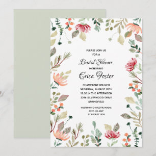 Elegant Watercolor Floral Bridal Shower Invitation
