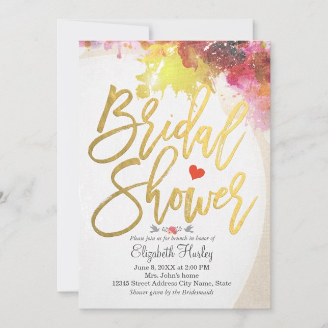 Elegant Watercolor Floral Bridal Shower Invitation (Front)