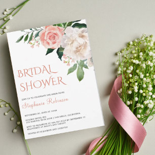 Elegant Watercolor Floral Bridal Shower Invitation