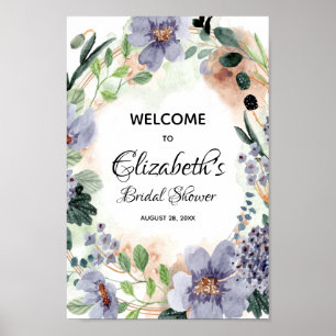 Elegant Watercolor Floral Bridal Shower Sign
