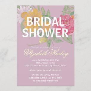 Elegant Watercolor Floral Bridal Shower Wedding Invitation