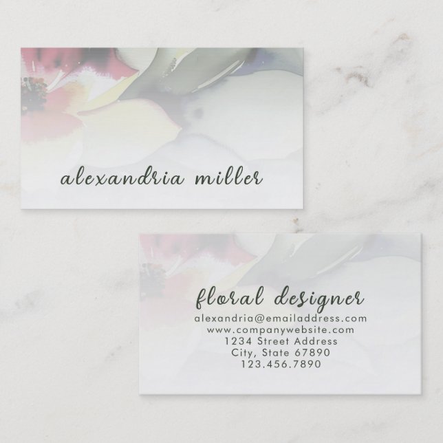Elegant Watercolor Floral Business Card (Front/Back)