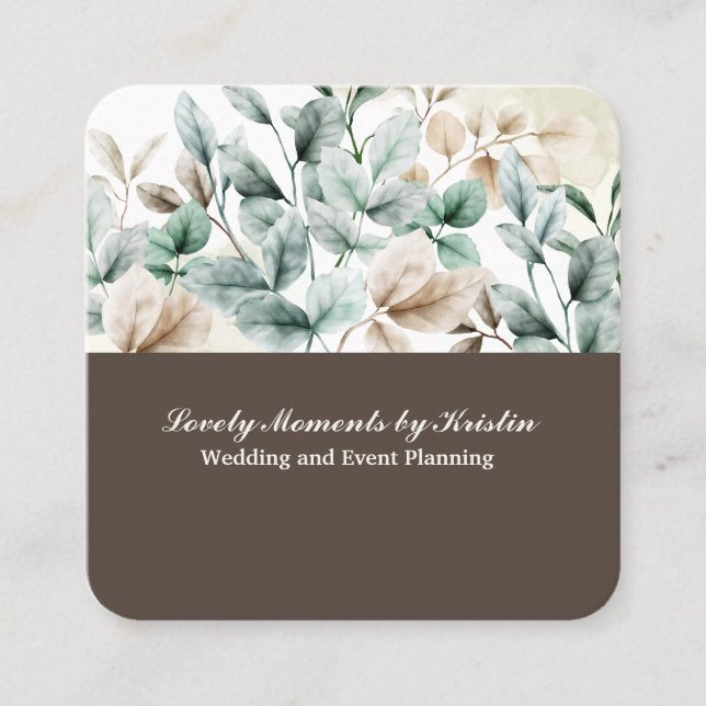 Elegant watercolor floral business card (Front)