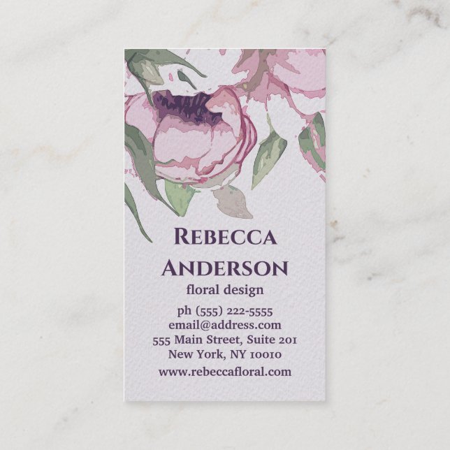 Elegant Watercolor Floral Business Card (Back)