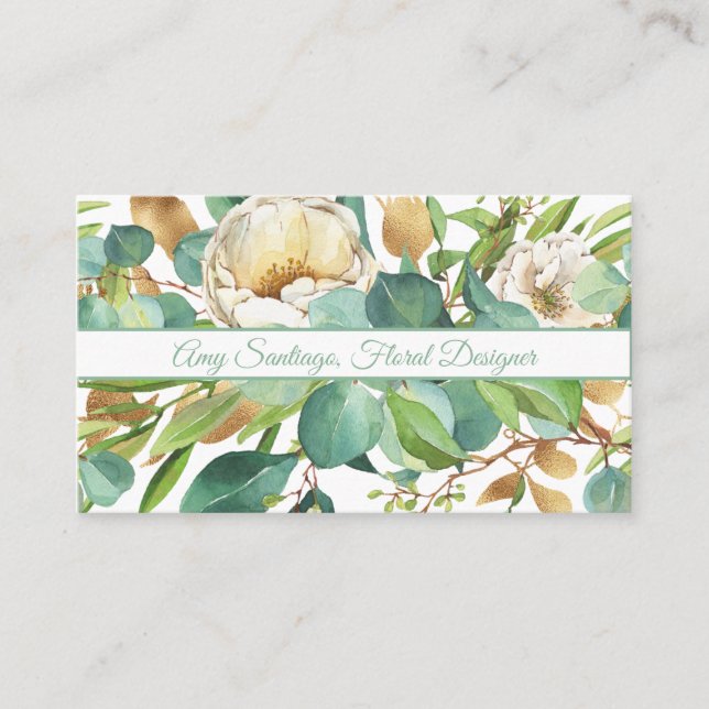 Elegant Watercolor Floral Business Card (Front)