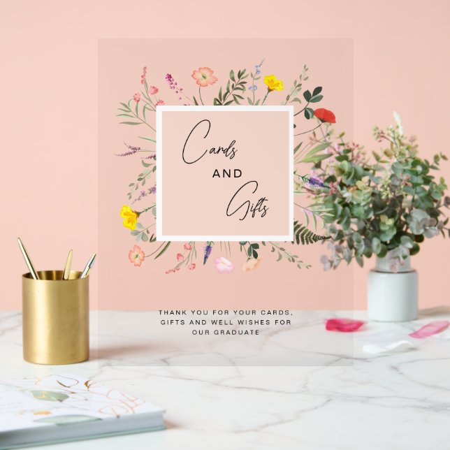 Elegant Watercolor Floral Cards & Gifts Graduation Acrylic Sign (Wedding)