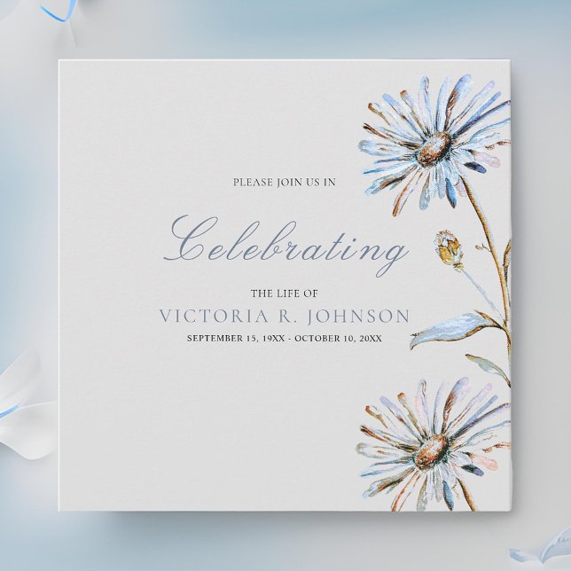 Elegant Watercolor Floral Celebration of Life Invitation (Creator Uploaded)