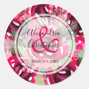 Elegant Watercolor Floral Classic Round Sticker