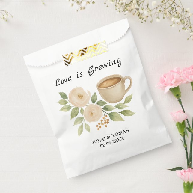 Elegant Watercolor Floral Coffee Bridal Shower  Favour Bags (Sealed)