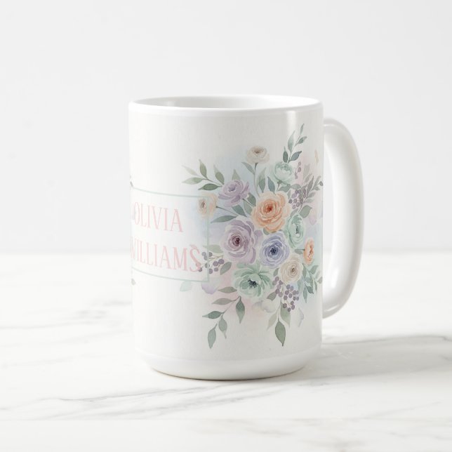 Elegant Watercolor Floral  Coffee Mug (Front Right)
