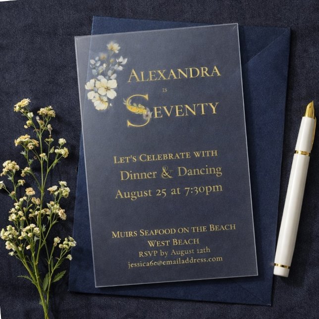 Elegant Watercolor Floral Cream 70th Birthday  Acrylic Invitations (Creator Uploaded)