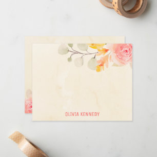 Elegant Watercolor Floral Cream Personalised Card