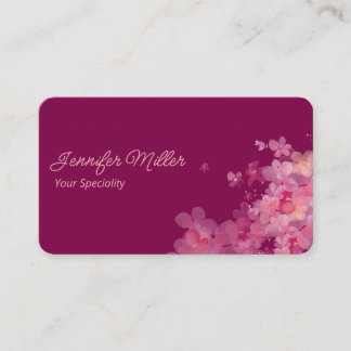 Elegant watercolor floral dark pink business card