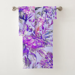 Elegant watercolor floral decorative eye-catching bath towel set