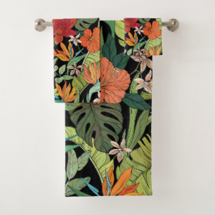 Elegant watercolor floral decorative eye-catching  bath towel set