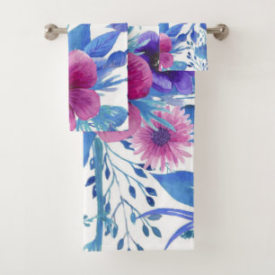 Elegant watercolor floral decorative eye-catching bath towel set