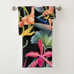 Elegant watercolor floral decorative eye-catching bath towel set