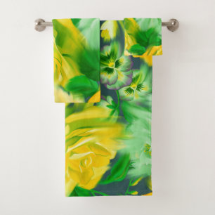 Elegant watercolor floral decorative eye-catching bath towel set