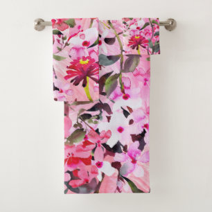 Elegant watercolor floral decorative eye-catching  bath towel set