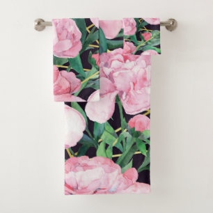 Elegant watercolor floral decorative eye-catching bath towel set