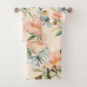 Elegant watercolor floral decorative eye-catching bath towel set