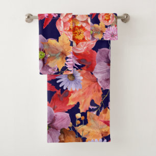 Elegant watercolor floral decorative eye-catching  bath towel set