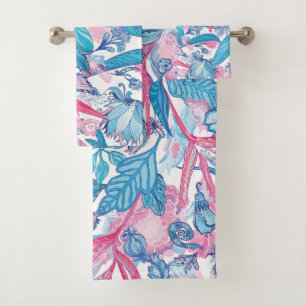 Elegant watercolor floral decorative eye-catching  bath towel set