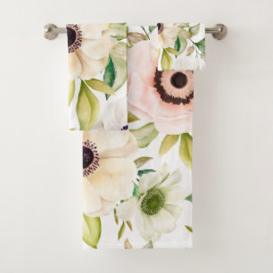 Elegant watercolor floral decorative eye-catching  bath towel set