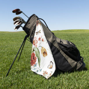 Elegant watercolor floral decorative eye-catching golf towel