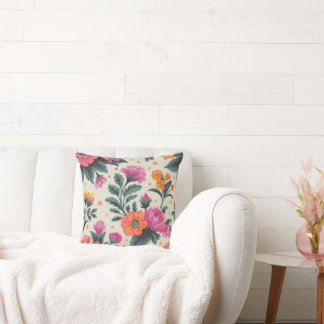 Elegant watercolor floral decorative pattern throw cushion