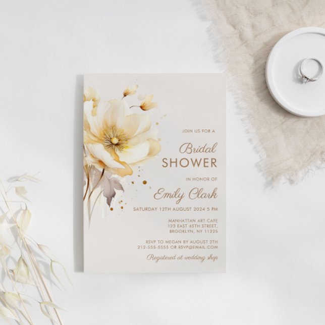 Elegant Watercolor Floral Delicate Bridal Shower Invitation (Creator Uploaded)