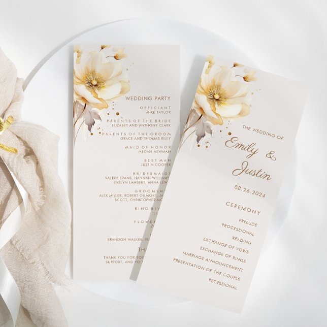 Elegant Watercolor Floral Delicate Wedding Programme (Creator Uploaded)