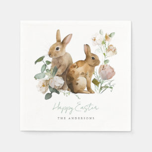 Elegant Watercolor Floral Easter Napkin