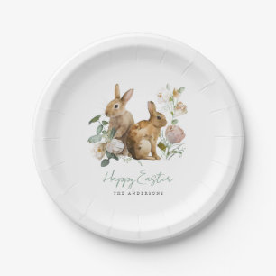 Elegant Watercolor Floral Easter Paper Plate