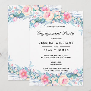 Elegant Watercolor Floral Engagement Invitation