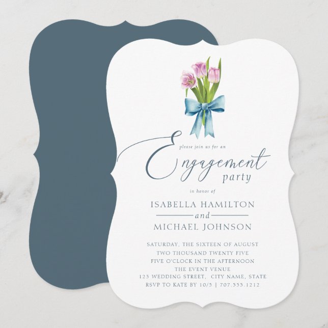 Elegant Watercolor Floral Engagement Party Invitation (Front/Back)