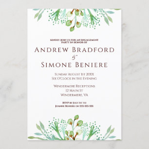 Elegant watercolor floral engagement party invitation