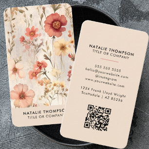 Elegant Watercolor Floral Feminine Small Business Card