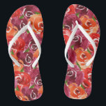 Elegant Watercolor Floral Flip Flops<br><div class="desc">Pink,  orange and deep purple floral watercolor design is fun a wedding party gift,  wedding day,  birthday gift or just treat yourself. MATCHING items in our store.</div>
